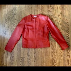 Lamb Leather Jacket Orange Fully Lined Size 8